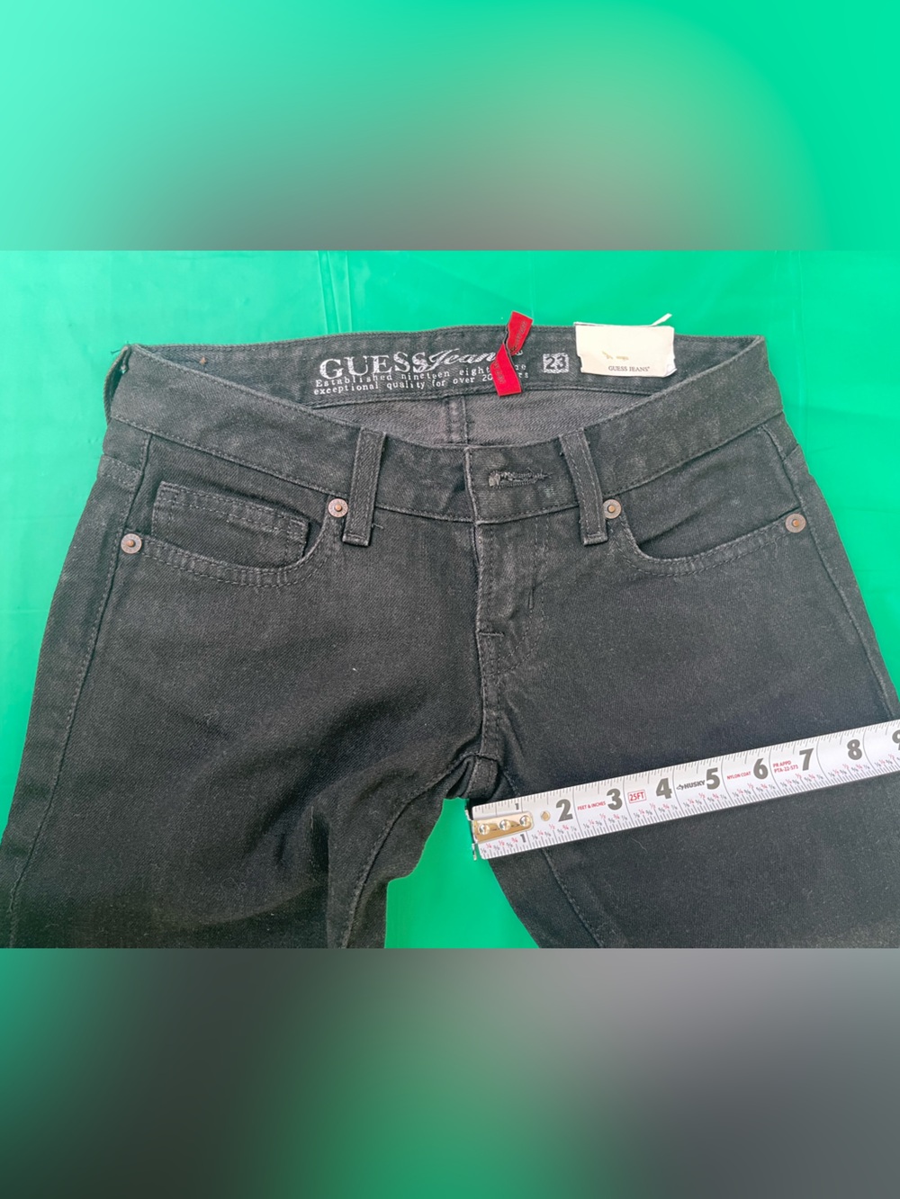 Y2K LOW RISE GUESS SKINNY JEANS BLACK NEW WITH TAGS SIZE 23 - Picture 5 of 15